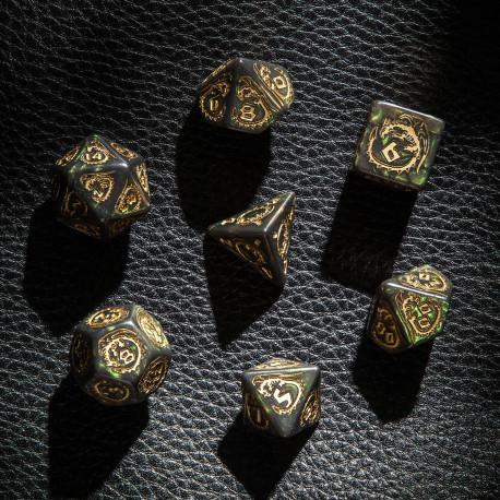 Actual product image Q Workshop SDRA98 - Dragon Dice Set: Nephrite, green and gold (7 pieces)