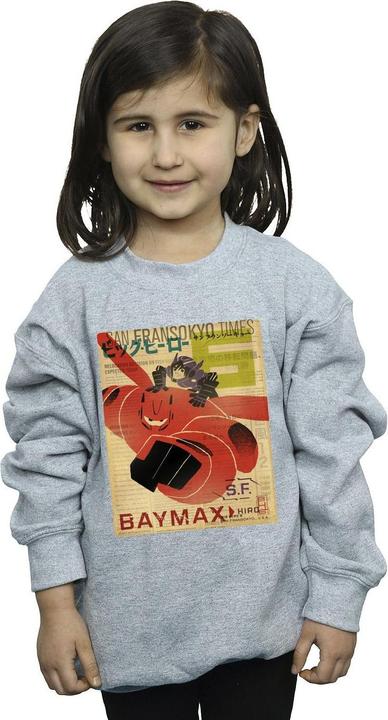 Actual product image Disney Girls Big Hero 6 Baymax Flying Baymax Newspaper Sweatshirt (152, 158)