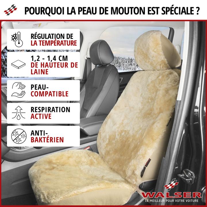 Actual product image Walser Car seat cover Iva lambskin single seat Zipp-It beige