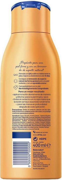 Actual product image NIVEA Q10+ reafirmante y autobronceadora body milk 400 ml (Self tanning cream, 400 ml)