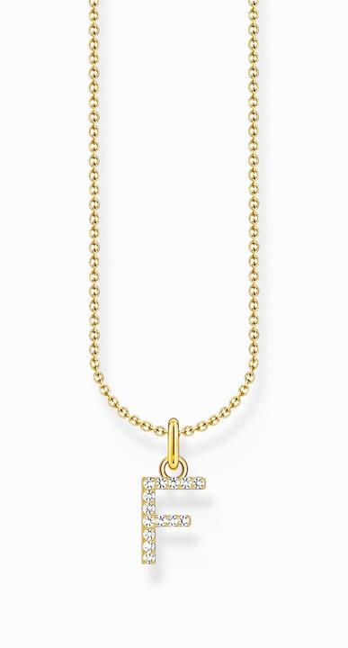 Produktbild Thomas Sabo Kette mit Buchstaben-Anhänger F vergoldet (750 Gelbgold Vergoldung, 925 Sterlingsilber, 38 - 45 cm)