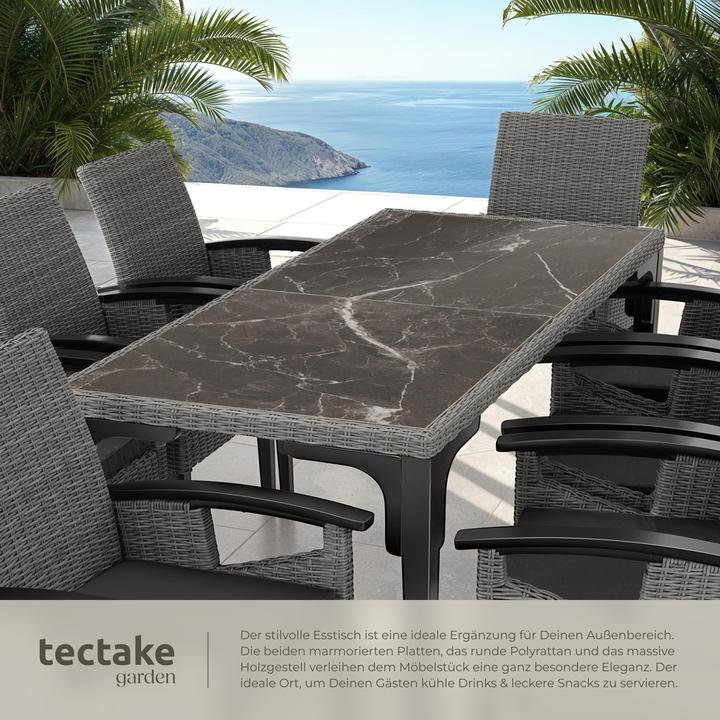 Actual product image tectake Rattan Table Foggia 196x87x76cm (196 cm)