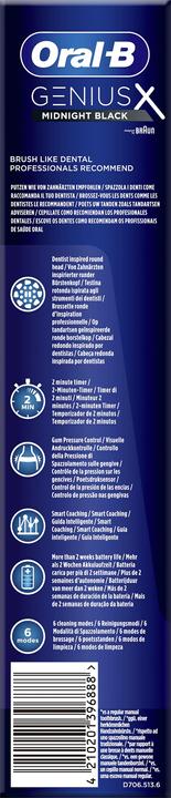 Image du produit Oral-B Brosse à dents électrique Genius X Black (Brosse à dents oscillo-rotative)