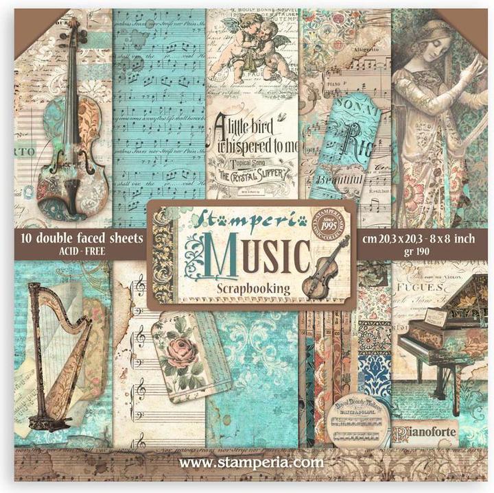 Produktbild Stamperia Scrapbooking Pad "Music" (190 g/m², 10 x)