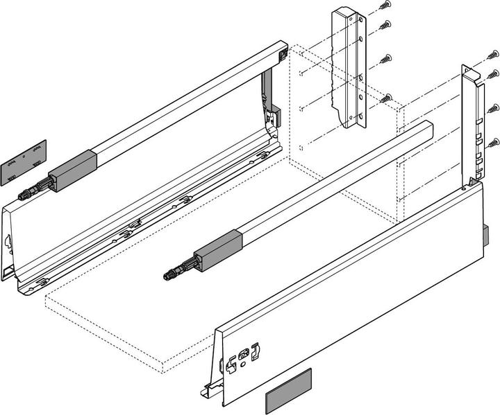 Image du produit Blum Kits complets tiroir à casseroles TANDEMBOX M / D avec reling, blanc soie