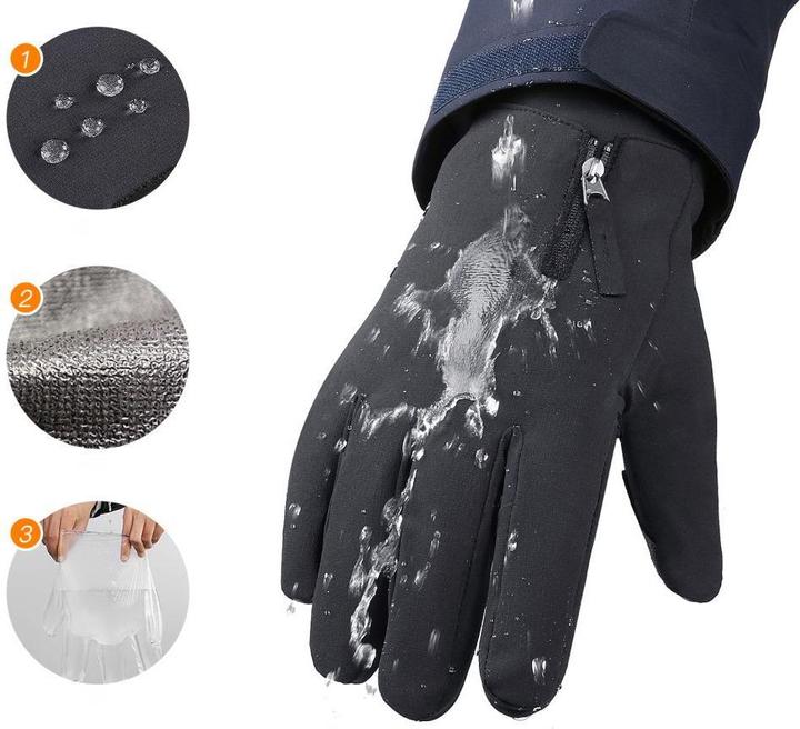 Produktbild Hurtel Rutschfeste Winter-Handy-Sporthandschuhe (Grösse S) – schwarz (S)