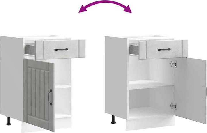 Actual product image VidaXL Kitchen base unit Lucca Concrete grey Wood-based sink base unit (50 x 46 x 81.5 cm)