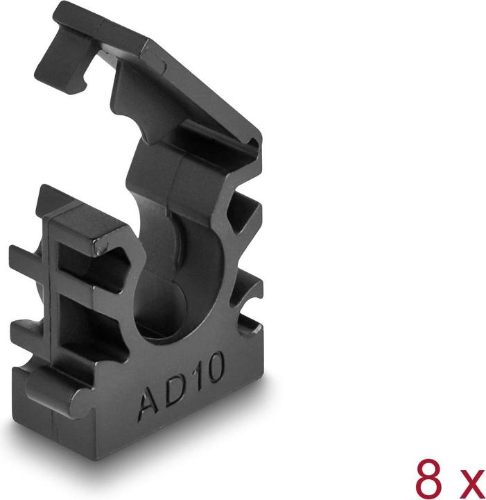 Actual product image Delock Cable conduit holder 10 mm, 8 pieces, black