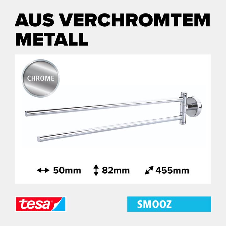 Produktbild tesa SMOOZ Handtuchhalter zweiarmig inkl. Klebelösung ohne Bohren