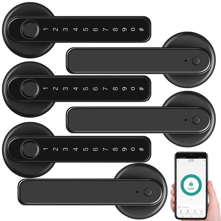 Actual product image VisorTech Door fittings with fingerprint scanner, PIN & app, set of 3 (Door set)