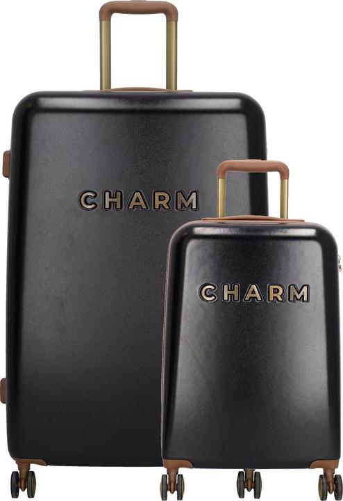 Charm London Schönes Reisegepäck Set - 2 -Stück - TSA Slot - Schwarz (95 l, L (90 - 115l))