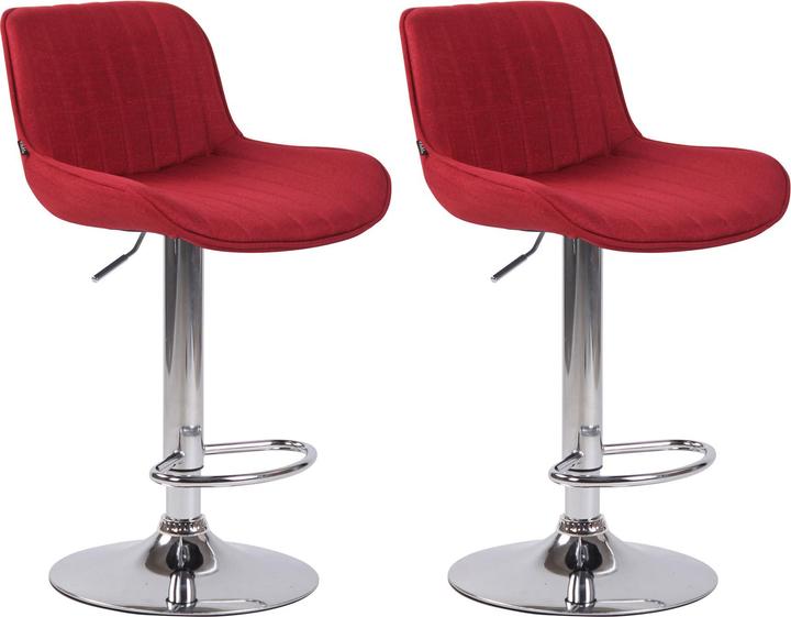 Actual product image CLP Set of 2 bar stools Lentini fabric chrome, red