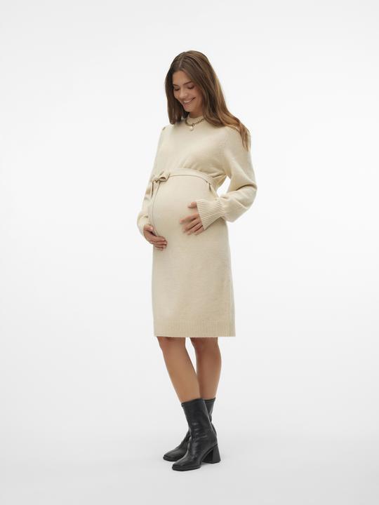Produktbild Mamalicious Normal geschnitten Rollkragen Gerippte Ärmelbündchen Ballonärmel Kurzes Kleid Strickkleid (XL)