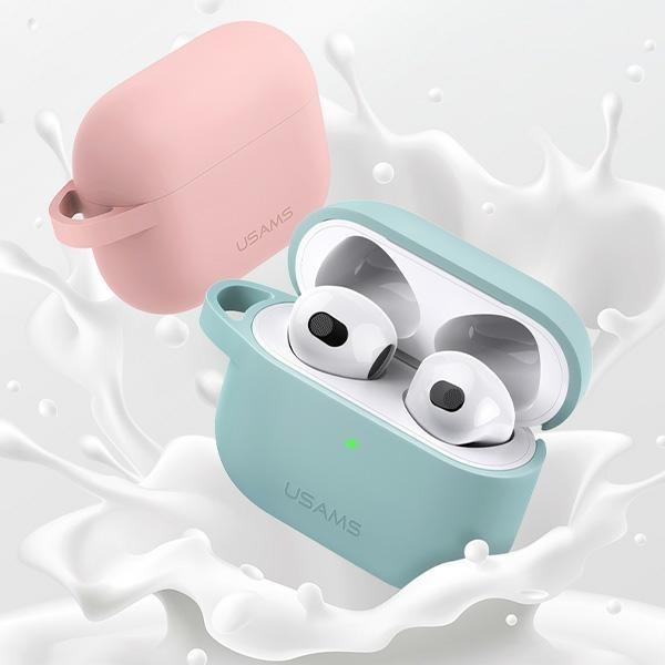 Actual product image Usams Case ochronne do AirPods 3 silicon różowy/pink BH741AP03 (US-BH741) (Headphone bag)