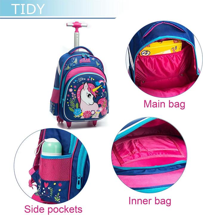 Produktbild HTgroce Einhorn Schultrolley für Kinder mit Zubehör-Set (24 l, Handgepäck (bis 50l))