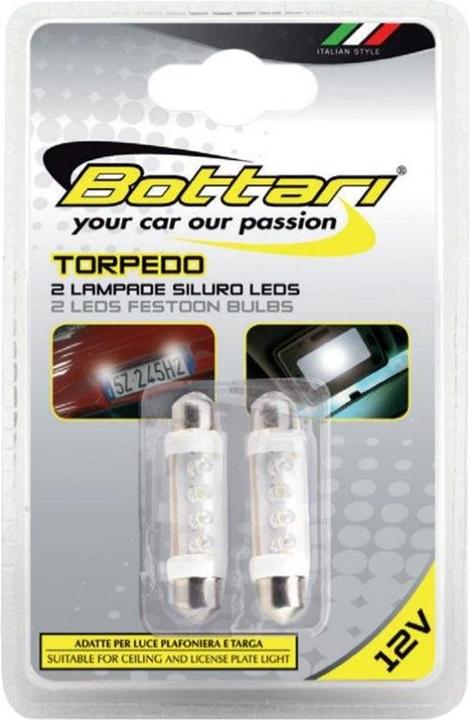 Bottari 2 Festoon Bulbs 4 White Leds Torpedo
