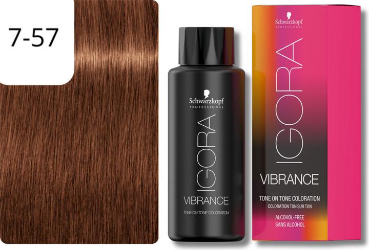 Actual product image Schwarzkopf Professional IGORA Vibrance Hair Tint NEW (7-57 Mid blonde Gold Copper)