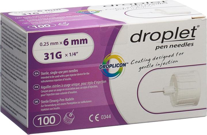 Immagine prodotto Droplet Aghi da penna 6 mm 100 pz (Aghi a penna + aghi monouso)