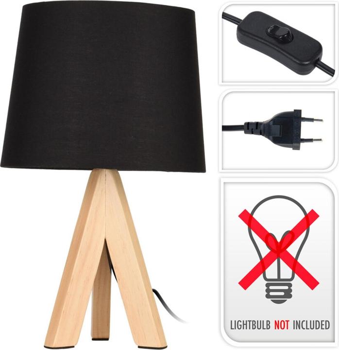 Produktbild Koopmann Tischlampe schwarz mit Holzbeinen (E14)
