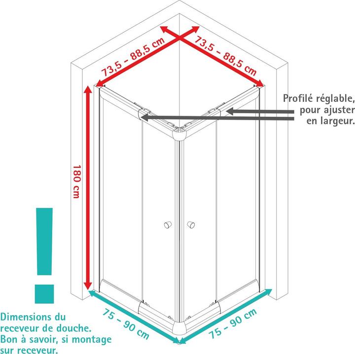Image du produit Schulte Eckdusche (80 cm, 80 cm, 180 cm)