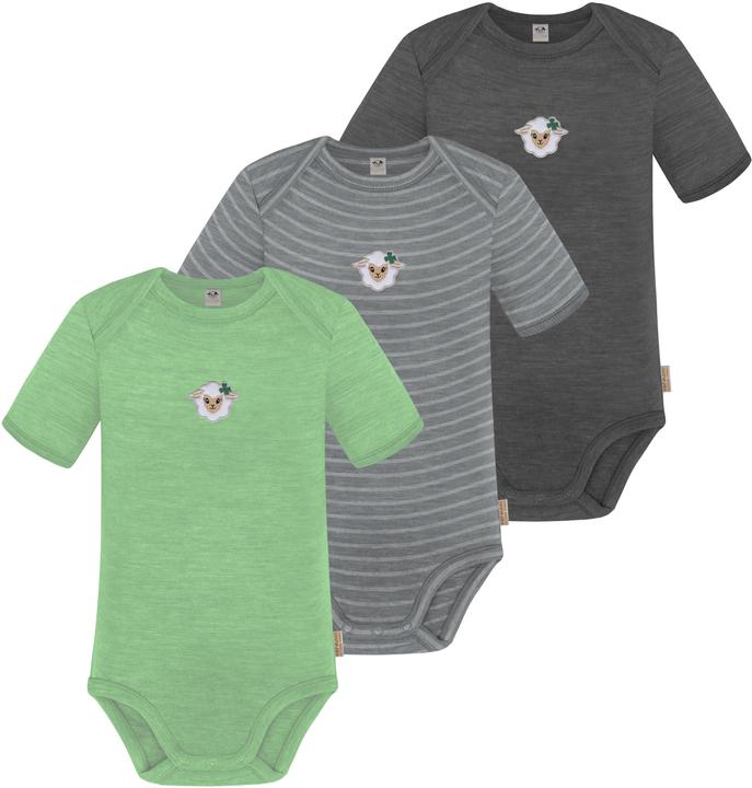 Normani 3er Set Baby Merino Body Kurzarm „Tauranga" - 9295