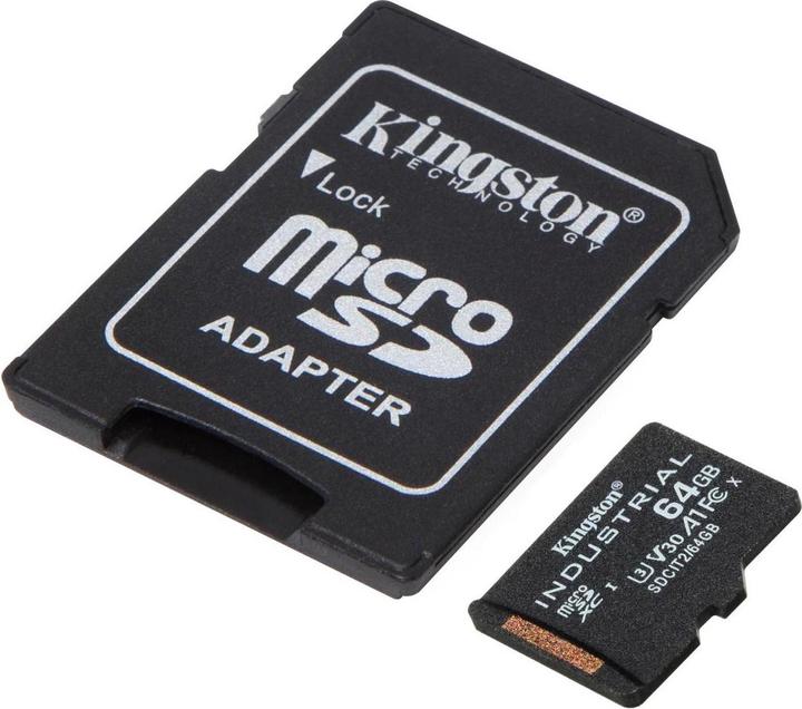 Actual product image Kingston microSDXC Industrial (64 GB, microSDXC, microSDHC, U3, UHS-I)