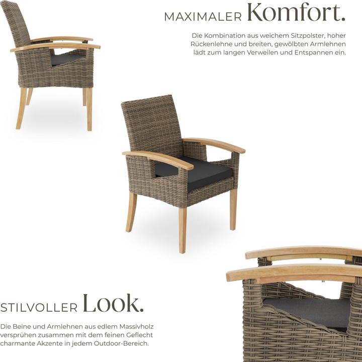 Produktbild tectake Rattan Stuhl Rosarno