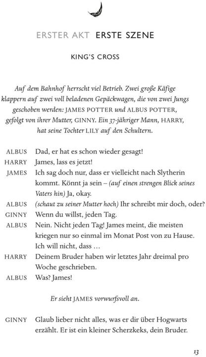 Produktbild Harry Potter und das verwunschene Kind. Teil eins und zwei (Deutsche Bühnenfassung) (Harry P (Jack Thorne, John Tiffany, Deutsch)