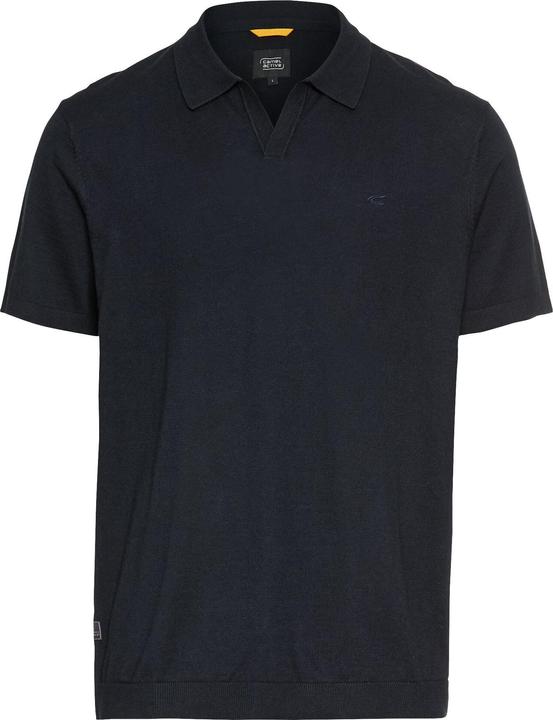 Camel Active Strick-Poloshirt aus Baumwoll-Leinen-Mix