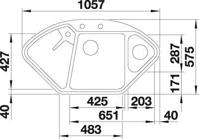 Actual product image Blanco Delta II (Fitted sink, 105.70 cm, 57.50 cm)