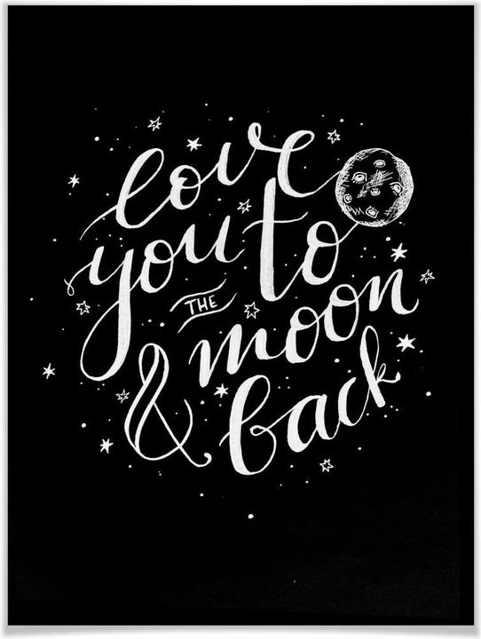 Produktbild Trenddeko Love you to the moon and back - handlettering - schwarz negativ (120 x 150 cm)