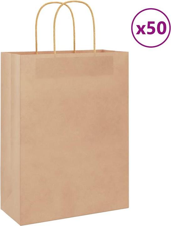 Actual product image VidaXL Kraft paper bags 50 pcs. with handle brown 26x12x35 cm paper bag (Gift bag, 50 x)