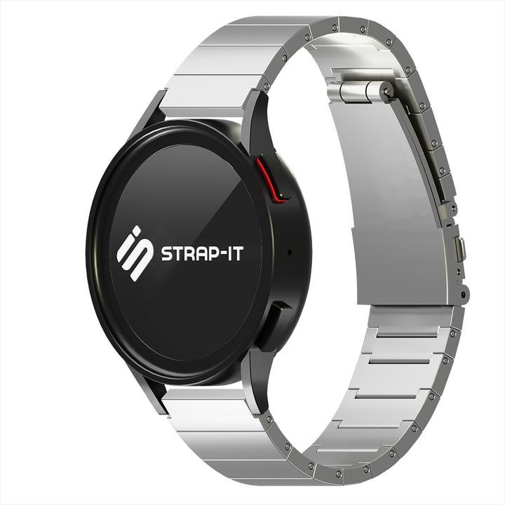 Actual product image Strap-it Luxe titanium smartwatch bandje - geschikt voor Fossil Gen 5 / Gen 5e 44mm / Gen 6 44mm - zilver (Titanium)