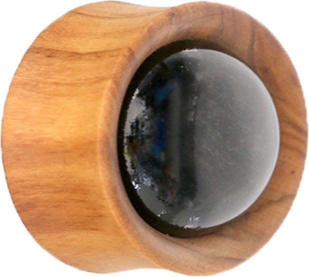 Produktbild Star Piercing Flared Plug goldener Obsidian Stein aus Olivenholz (ohne Messing, Organisch, Mineralisch)