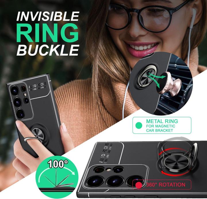 Produktbild Nalia Matte Ring Silikon Hülle mit 2x Displayschutz (Samsung Galaxy S23 Ultra)