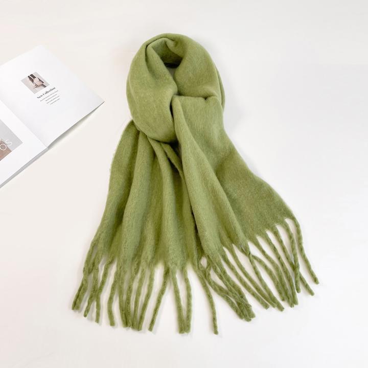 Immagine prodotto Only-Bags.Store Solid Colour Plush Warm Chunky Scarf Long Simple Large Thickened Tassel Scarf Winter Outdoor