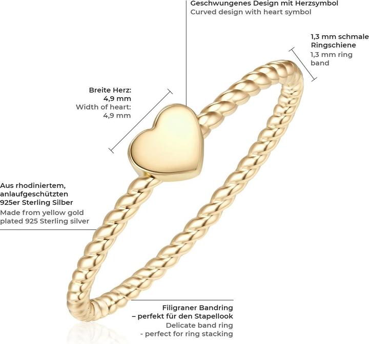 Image du produit Glanzstücke München Mesdames coeur argent sterling or jaune - 10100 (60, Argent 925)