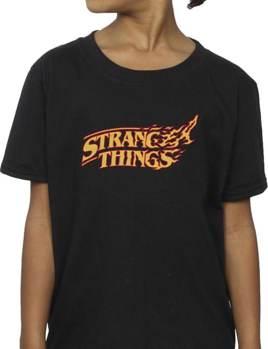 Actual product image Netflix Girls Stranger Things Logo Breaking Cotton T-Shirt (128)