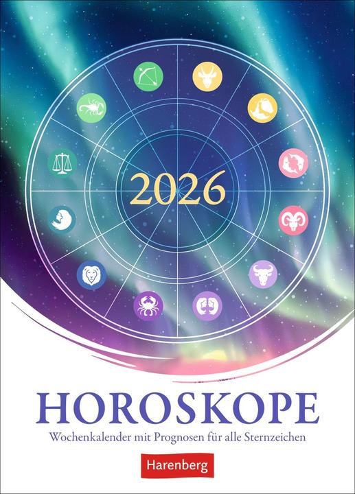 Actual product image Harenberg Horoskope Wochenkalender 2026 - Wochenkalender mit Prognosen für alle Sternzeichen (German)