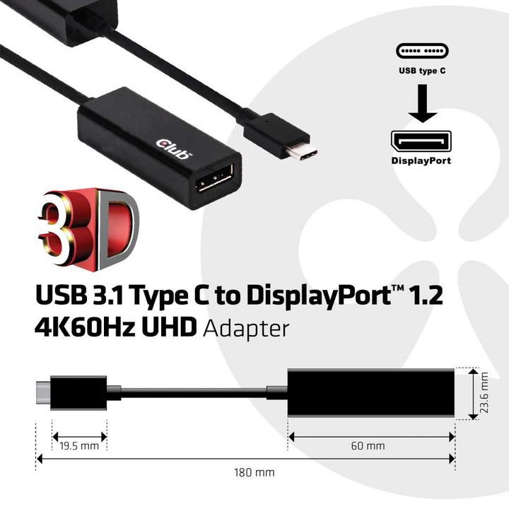 Produktbild Club 3D USB-C zu (DP, 10 cm)