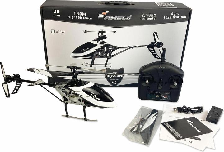 Actual product image Amewi Helicopter Buzzard V2, 4-channel, White RTF