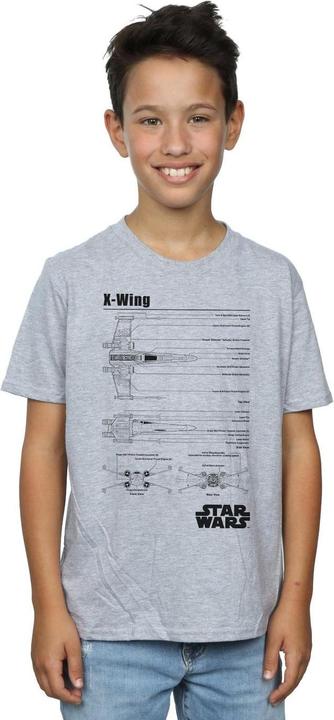 Actual product image Star Wars Boys X-Wing Blueprint T-Shirt (152, 158)