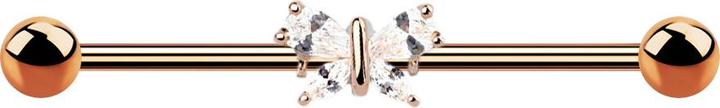 Produktbild Star Piercing Barbell rosegold mit Schmetterling (Chirurgenstahl 316L, Messing)