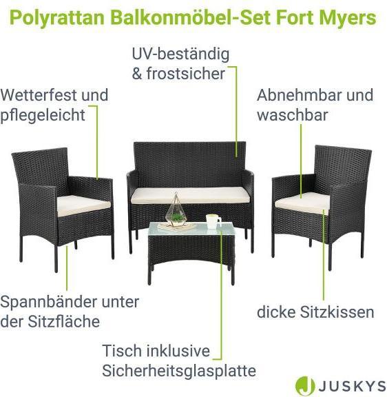 Produktbild Juskys Polyrattan Sitzgruppe Fort Myers