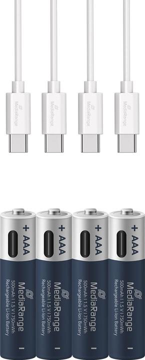 Image du produit MediaRange Rechargeable USB-C (4 pcs, AAA, 500 mAh)
