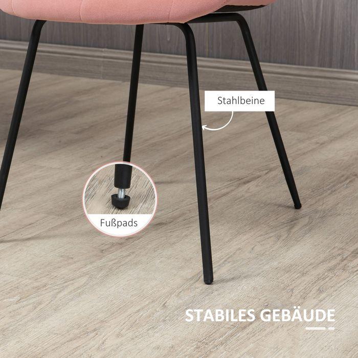 Produktbild Swisshandel24 Esszimmerstuhl 2er Set, Samtbezug in Rosa, Retrodesign, Stahlbeine