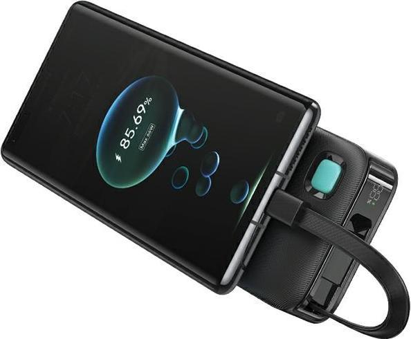 Image du produit Usams Powerbank ze zwijanym kablem USB-C Retractable 10000 mAh PD 20W Fast Charge XY Series czarny/b (10000 mAh, 50 W, 50 Wh)