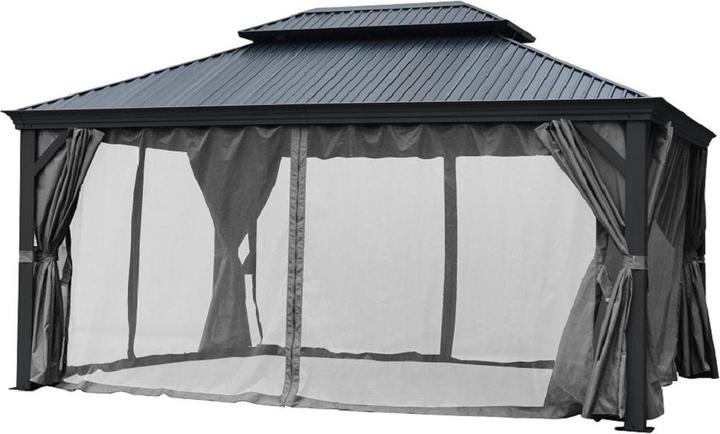 Jet-Line Pavillon en aluminium BAGDAD 3,65x3,65 m Toit métallique Pergola en aluminium (365 cm, 365 cm)
