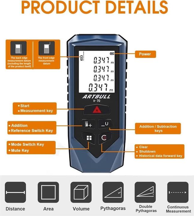 Image du produit Cbx Télémètre laser 100m R100, Télémètre numérique, Appareil de mesure laser (100 m, 690 nm)