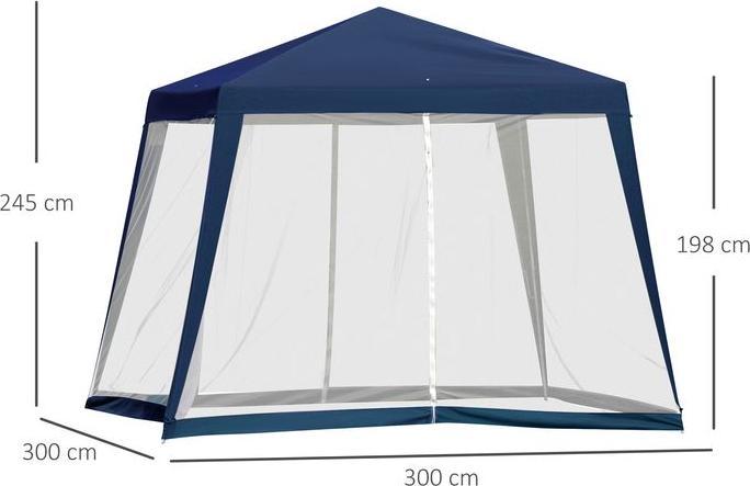 Actual product image Swisshandel24 Gartenpavillon 3x3m wetterfest mit Moskitonetz, Polyester in Blau (300 cm, 300 cm)
